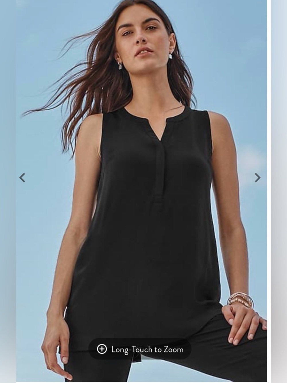 J. Jill Wearever Black Sleeveless Notch-Neck Blouse w/Pockets Medium Tall